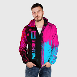 Ветровка с капюшоном мужская Paramore - neon gradient: по-вертикали, цвет: 3D-черный — фото 2