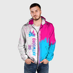Ветровка с капюшоном мужская Die Antwoord neon gradient style: по-вертикали, цвет: 3D-черный — фото 2