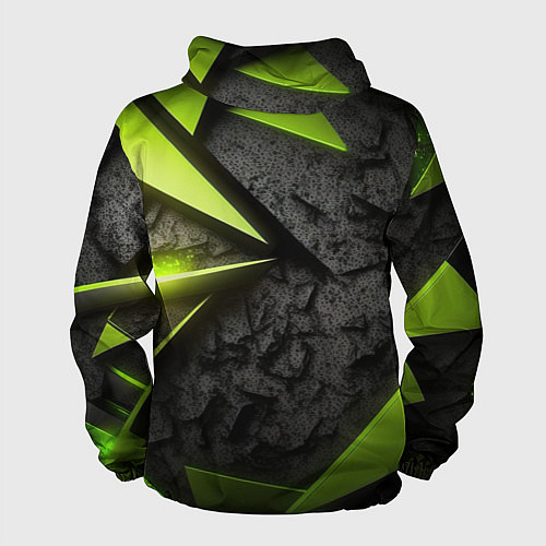 Мужская ветровка Зеленые абстрактные осколки / 3D-Черный – фото 2