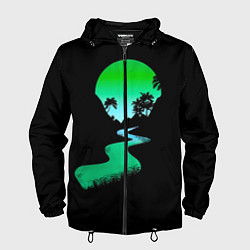Ветровка с капюшоном мужская Неоновая речка, цвет: 3D-черный