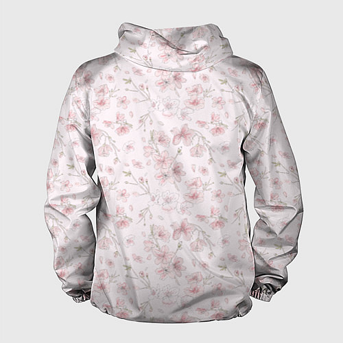 Мужская ветровка Акварельный паттерн цветов сакуры / 3D-Черный – фото 2