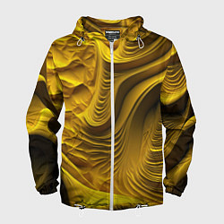 Ветровка с капюшоном мужская Объемная желтая текстура, цвет: 3D-белый