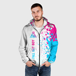 Ветровка с капюшоном мужская Fall Out Boy neon gradient style: по-вертикали, цвет: 3D-черный — фото 2