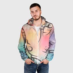 Ветровка с капюшоном мужская Трайбл граффити, цвет: 3D-белый — фото 2