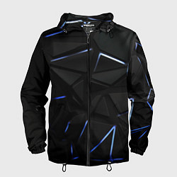 Ветровка с капюшоном мужская Black texture neon line, цвет: 3D-черный