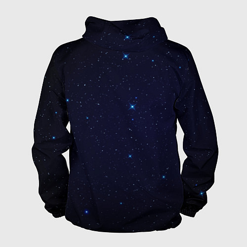 Мужская ветровка Тёмный космос и синие звёзды / 3D-Черный – фото 2