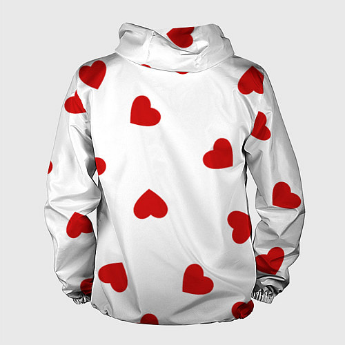 Мужская ветровка Красные сердечки на белом / 3D-Черный – фото 2