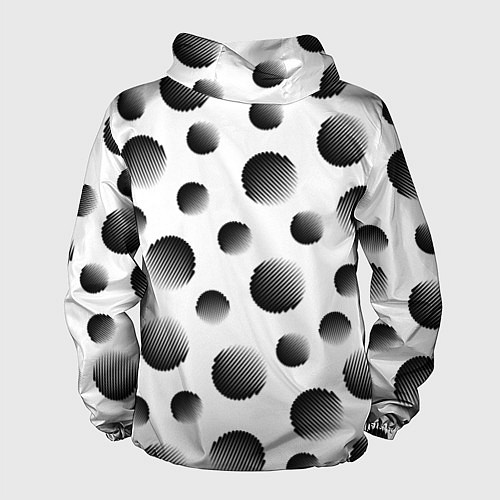 Мужская ветровка Черные полосатые шары на белом / 3D-Черный – фото 2