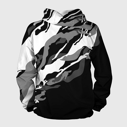 Мужская ветровка Фольцваген - белый камуфляж / 3D-Черный – фото 2