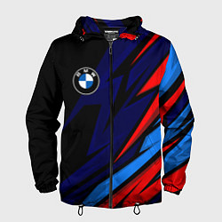 Ветровка с капюшоном мужская BMW - m colors and black, цвет: 3D-черный