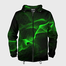 Ветровка с капюшоном мужская Зеленый абстрактный дым, цвет: 3D-черный