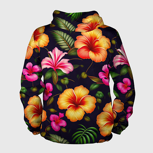 Мужская ветровка Гавайские цветы узор / 3D-Черный – фото 2