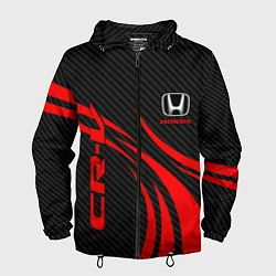 Ветровка с капюшоном мужская Honda CR-V - красный и карбон, цвет: 3D-черный