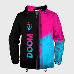 Ветровка с капюшоном мужская Doom - neon gradient: по-вертикали, цвет: 3D-черный