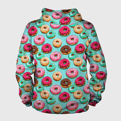 Мужская ветровка Разноцветные пончики паттерн / 3D-Черный – фото 2