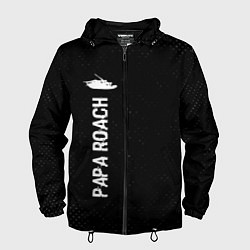 Ветровка с капюшоном мужская Papa Roach glitch на темном фоне: по-вертикали, цвет: 3D-черный