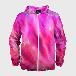 Ветровка с капюшоном мужская Pink abstract texture, цвет: 3D-белый