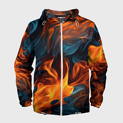 Ветровка с капюшоном мужская Пламя огня, цвет: 3D-белый