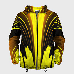 Ветровка с капюшоном мужская Черно-желтые мотивы, цвет: 3D-черный