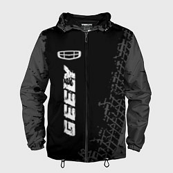 Ветровка с капюшоном мужская Geely speed на темном фоне со следами шин: по-верт, цвет: 3D-черный