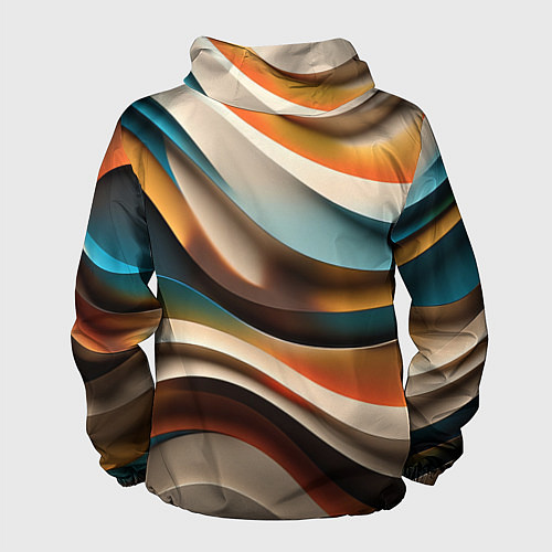 Мужская ветровка Волнистая объёмная текстура - нейросеть / 3D-Черный – фото 2