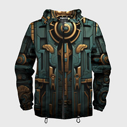 Ветровка с капюшоном мужская Абстрактный узор в египетском стиле, цвет: 3D-черный