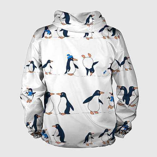 Мужская ветровка Семейство пингвинов на прогулке / 3D-Черный – фото 2