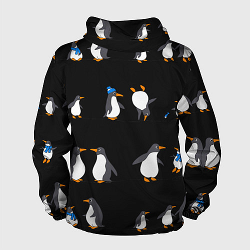 Мужская ветровка Веселая семья пингвинов / 3D-Черный – фото 2