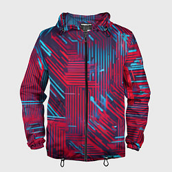 Мужская ветровка Киберпанк линии синие и красные