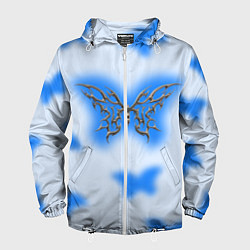 Ветровка с капюшоном мужская Y2K blue butterfly, цвет: 3D-белый
