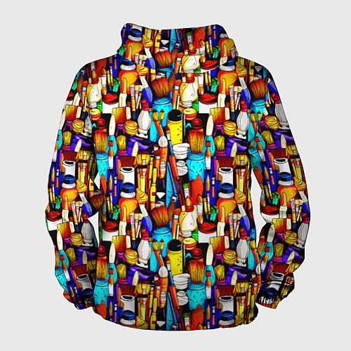 Мужская ветровка Кисти и краски художника / 3D-Черный – фото 2