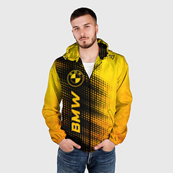 Ветровка с капюшоном мужская BMW - gold gradient по-вертикали, цвет: 3D-черный — фото 2