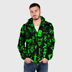 Ветровка с капюшоном мужская Berserk neon green, цвет: 3D-черный — фото 2