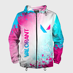 Ветровка с капюшоном мужская Valorant neon gradient style вертикально, цвет: 3D-черный