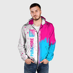 Ветровка с капюшоном мужская Paramore neon gradient style по-вертикали, цвет: 3D-черный — фото 2