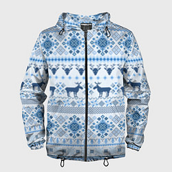 Ветровка с капюшоном мужская Blue sweater with reindeer, цвет: 3D-черный