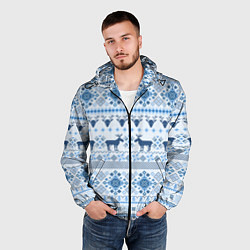 Ветровка с капюшоном мужская Blue sweater with reindeer, цвет: 3D-черный — фото 2