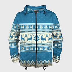 Мужская ветровка Sweater with deer on a blue background