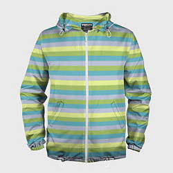 Мужская ветровка Серый и лимонный полосатый