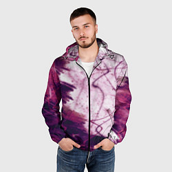 Ветровка с капюшоном мужская Абстракция - purple madness, цвет: 3D-черный — фото 2