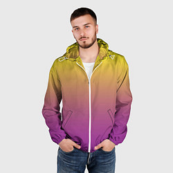 Ветровка с капюшоном мужская Желто-фиолетовый градиент, цвет: 3D-белый — фото 2