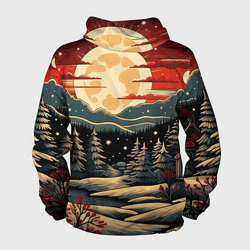 Мужская ветровка Зимнее настроение новогодний рисунок / 3D-Черный – фото 2