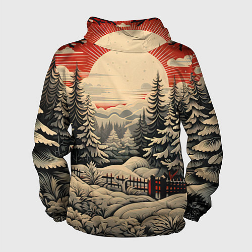 Мужская ветровка Блеск снежинок новогодний стиль / 3D-Черный – фото 2