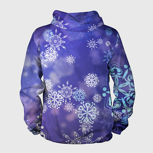 Мужская ветровка Крупные снежинки на фиолетовом / 3D-Черный – фото 2