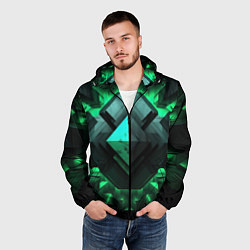 Ветровка с капюшоном мужская Абстрактное ощущение зелени, цвет: 3D-черный — фото 2