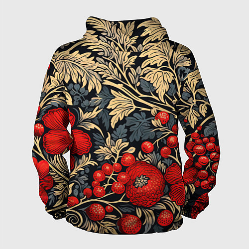 Мужская ветровка Новогодние ягодки и узоры / 3D-Черный – фото 2