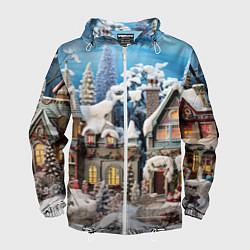 Ветровка с капюшоном мужская Северное сияние торжества, цвет: 3D-белый