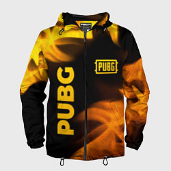 Ветровка с капюшоном мужская PUBG - gold fire gradient, цвет: 3D-черный