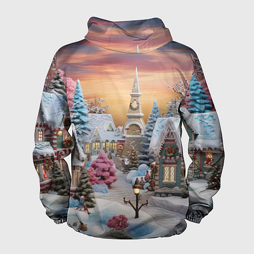 Мужская ветровка Праздник в заснеженном лесу / 3D-Черный – фото 2