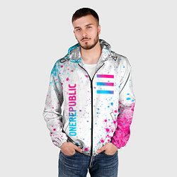 Ветровка с капюшоном мужская OneRepublic neon gradient style вертикально, цвет: 3D-черный — фото 2